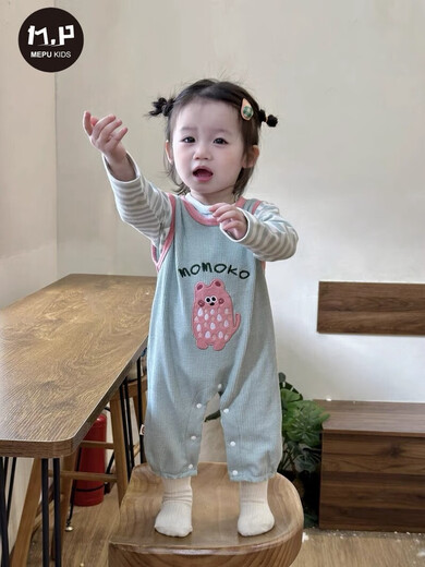 Baby autumn overalls suit, spring and autumn style, baby girl two-piece set, newborn cute and stylish separate clothes, light gray 73cm