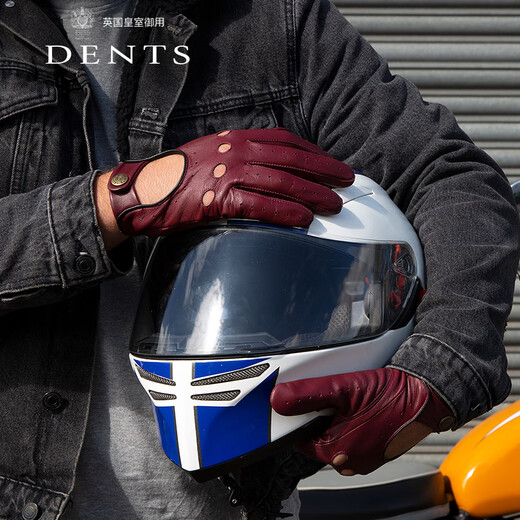 Dents Duosen same style light luxury touch screen gloves men's autumn and winter cycling motorcycle shearling birthday Spring Festival gift 5-9200 Brown/Black L