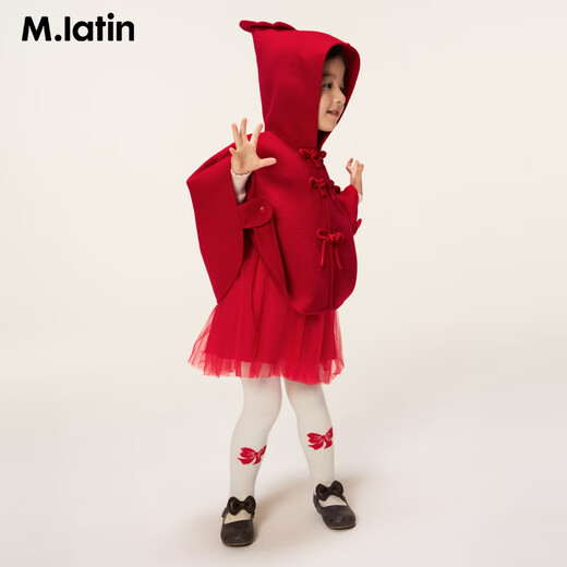 M.Latin shopping mall same style New Year's greetings clothing children's jacket 26 spring new style girl's new Chinese style plate buckle cloak big red 110