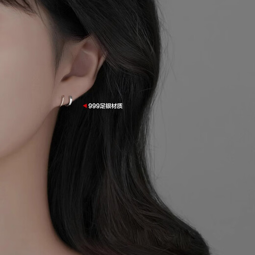 Core luxury sterling silver S999 pure silver spiral earrings for women, niche design, high-end earrings, ear care earrings, no need to remove ear nails for sleeping, S999 pure silver simple wavy spiral earrings 1 pair