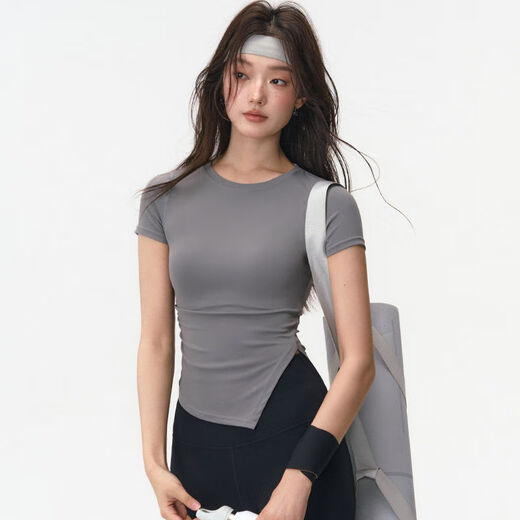 Sports short-sleeved women's 2025 new quick-drying breathable yoga clothing tops running fitness clothing Pilates training set Sweet Pear Smoothie Yellow Cool Feeling Quick-drying S S