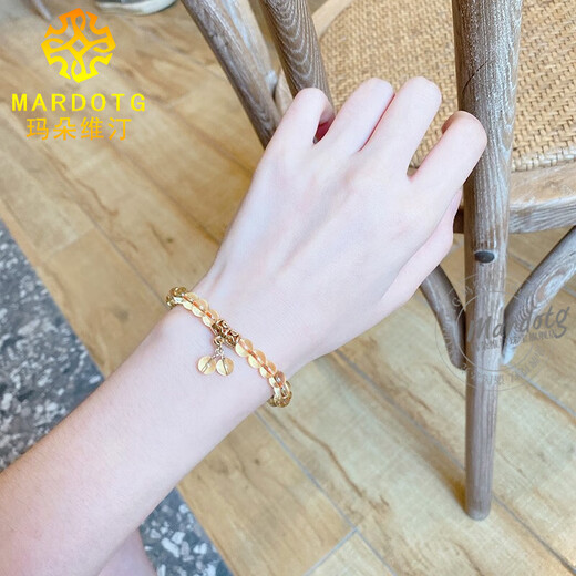 MARDOTG Brazilian Citrine Bracelet Women's Multi-ring Crystal Bracelet for Gifts Women's Accessories Citrine - Single Circle 8mm