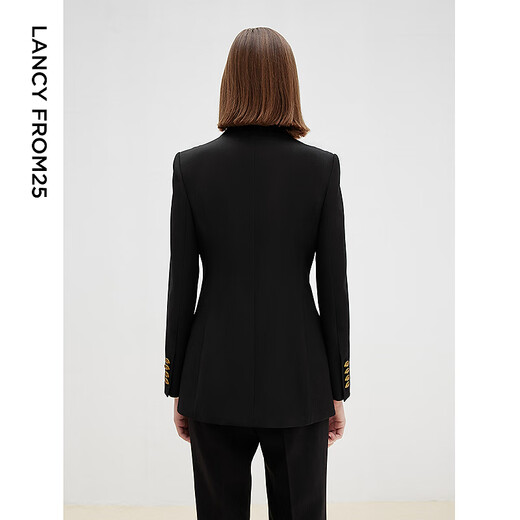 Langzi pure wool high-end slim fit black professional formal temperament suit jacket 2025 spring new suit for women black M