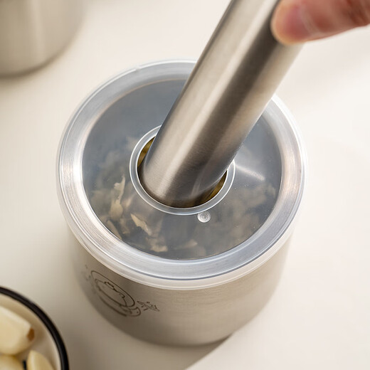 Jingtao 304 stainless steel garlic press household manual garlic press and garlic paste artifact Chinese medicine grinding and mashing jar LOGO style 304 masher