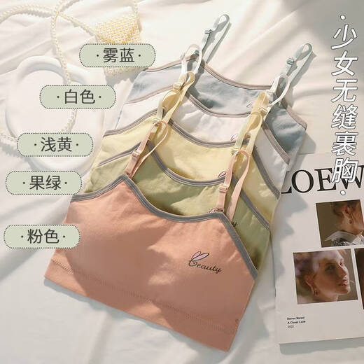 Clolv kiss丨Development period underwear for women with small breasts, push-up, shock-proof, small breast straps, beautiful back, pink + white, 2 pieces, S suitable for 50-70Jin Jin is equal to 0.5kg