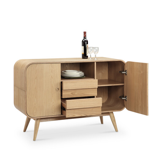 Jiabai Jiabai side cabinet Nordic creative solid wood storage locker small apartment sideboard with door modern simple tea cabinet dining cabinet wine cabinet solid wood color