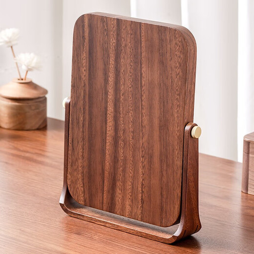 Solid wood mirror vanity mirror desktop portable desktop vanity mirror bedroom vanity mirror gift female sense walnut vanity mirror-square