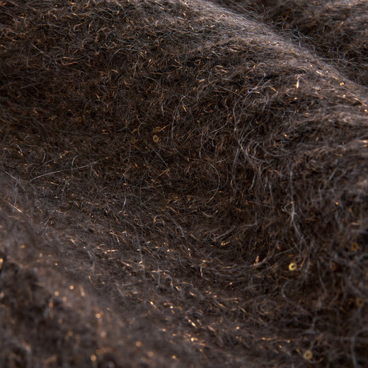 SIQIYOUNG Lazy Weekend-Mohair Blended Gold Chimney Stand Collar Top Simple Retro Zipper Sweater Khaki One Size F