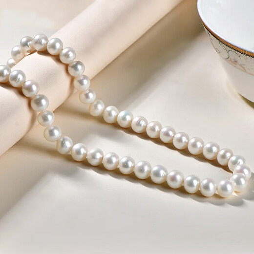 One Thousand Years Jade Y Pearl Necklace Women's Exquisite Style Light Luxury Niche Stackable Sweater Chain Approximately 9*8 mm QYE0068f