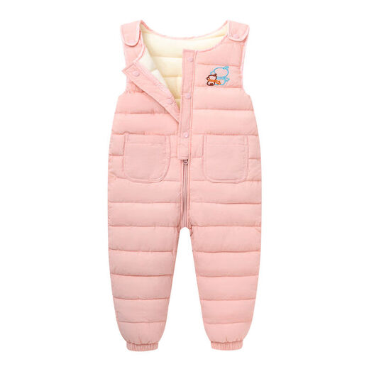 Children's clothing for men, women, and middle-aged infants, down cotton quilted overalls, children's velvet thickened warm cotton jumpsuits, black, 80cm, size 80, suitable for 1-2 year old babies