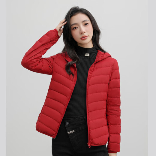 HY&CO Light Warm Down Jacket Women's Winter Short Commuting Fashion Solid Color Slim Versatile Hooded Jacket Black XL