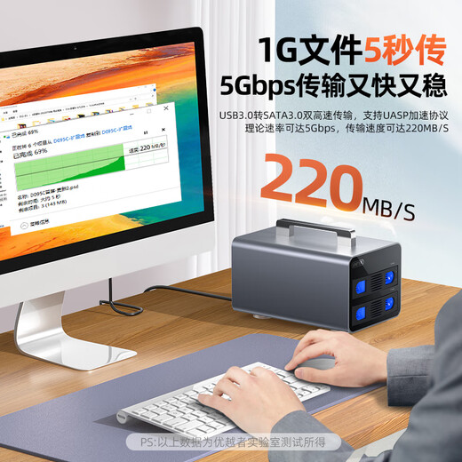 Gabinete de disco duro de doble bahía superior Gabinete de matriz de discos SSD mecánico serial SATA externo Bastidor de expansión de unidad de estado sólido Gabinete de almacenamiento de disco duro de múltiples bahías universal de 3,5/2,5 pulgadas Bahía doble portátil totalmente de aluminio con RAID