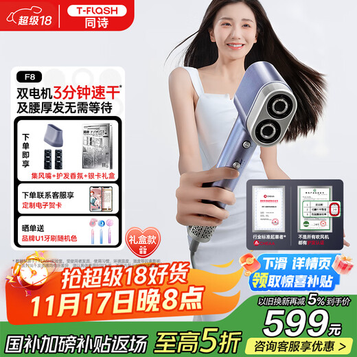Tongshi high-speed hair dryer double-barrel household plasma hair care quick-drying strong wind does not damage the hair dryer birthday gift for girlfriend and wife practical national subsidies