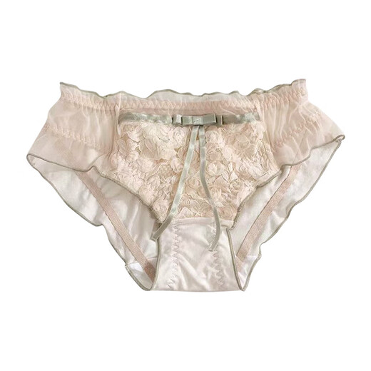 Universal French sweet girl panties, sexy mesh lace, breathable bow low waist panties, sweet milk tea, 12% off for orders of 5 pieces L