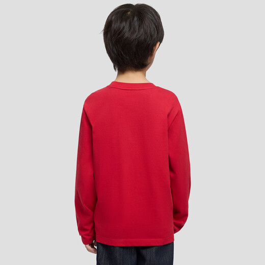 GAP (GAP) 2025 winter new printed logo cotton round neck long-sleeved T-shirt for boys and girls children's tops 829553