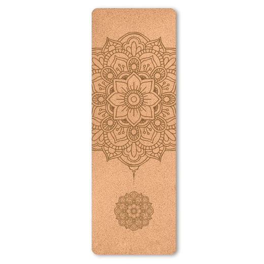 Portable cork tpe yoga mat, posture line, Pilates dance fitness mat, yoga studio lettering and logo, lotus style 2, 183*61*0.5cm