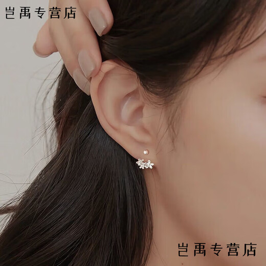 Flash engraved old phoenix same style pure silver 9999 flower earrings anti-allergic curved hook to support ear piercing pure silver earrings lucky come pure silver flower three curved hooks one pair high quality