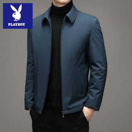 Playboy Hong Kong brand down jacket jacket for middle-aged and elderly men, loose coat, white duck down, removable inner liner for men, zipper style, navy blue, inner liner not removable, BF35 M 170 Recommended 100-120 Jin Jin equals 0.5 kg