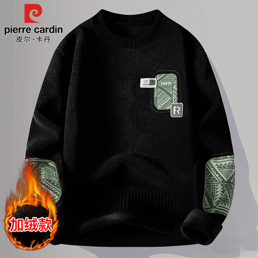 皮尔卡丹（pierre cardin）加绒卫衣男秋冬季潮流长袖T恤男士半高领休闲毛衣男装 米白 XL
