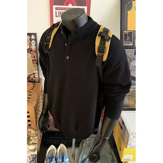 7 excellent products Sweater Men's Autumn and Winter New American Henry Collar Heavy Bottoming Sweater Loose Jacket Top Men SBXS-D067 Khaki M