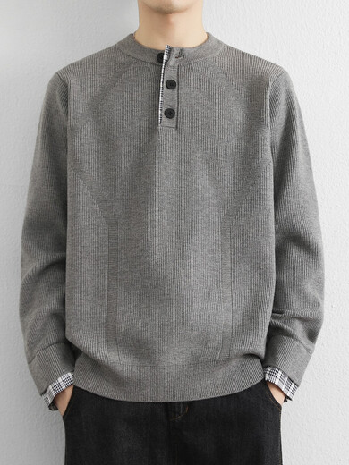 Xiaohongshu's popular Korean stitched contrasting color fake two-piece sweater for men in autumn and winter, loose pullover Henry Black M105Jin Jin is equal to 0.5kg or less, one size fits all