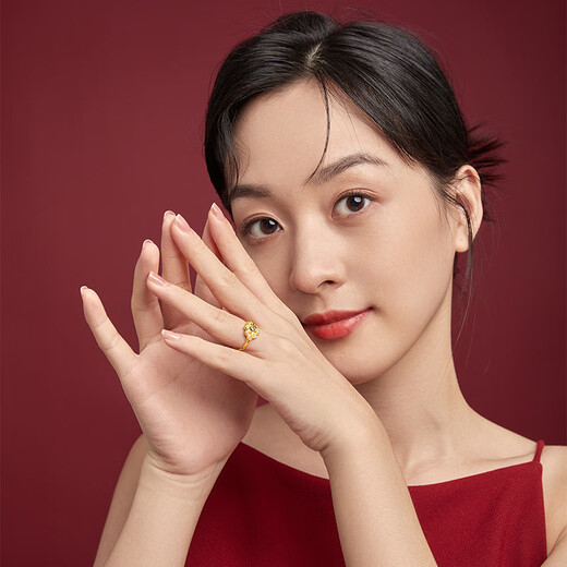 Saturday blessing heart-to-heart gold ring women's pure gold birthday gift price AA012637 Huokou No. 13, about 3.4g