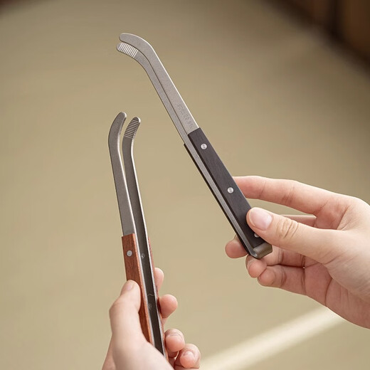 Haoxu pure titanium anti-slip tea clips for taking tea leaves, tea cups, tea sets, tweezers, tea making tools, Kung Fu tea clips, high-end tea ceremony, pure titanium-ebony tea clips