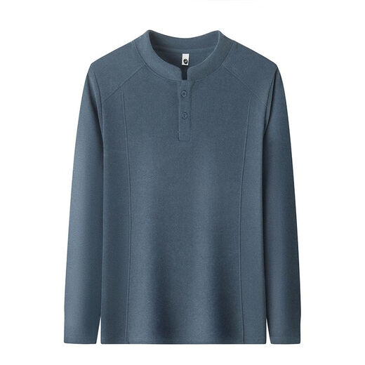 FULEHL autumn and winter double-sided velvet men's Henry collar long-sleeved T-shirt gray M