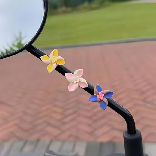 Litian Electric Vehicle Decorative Gadgets Cute Little Windmill Bicycle Modified Rearview Mirror Decorations Battery Car Small Ornaments Rotating Small Windmill 1 Pack Random Colors - Free Traceless Glue