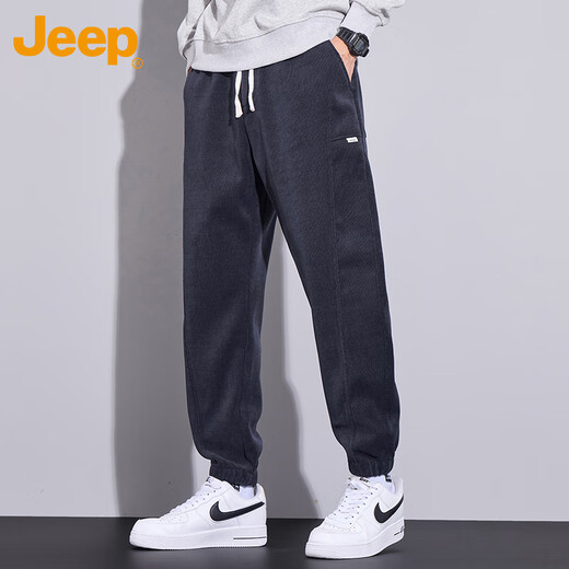 Jeep (JEEP) pants men's autumn and winter corduroy casual pants sweatpants men's loose sports leggings trousers blue gray L