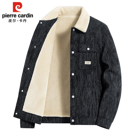 皮尔卡丹（pierre cardin）外套男秋冬季加绒保暖工装夹克潮流复古衣服男装 军灰加绒 XL