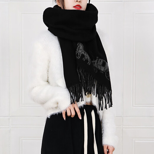 Écharpe d'entraîneur pour hommes et femmes Universal Wool Scarf écharpe Carriage Couple imprimé Modèle 4622 BKHG