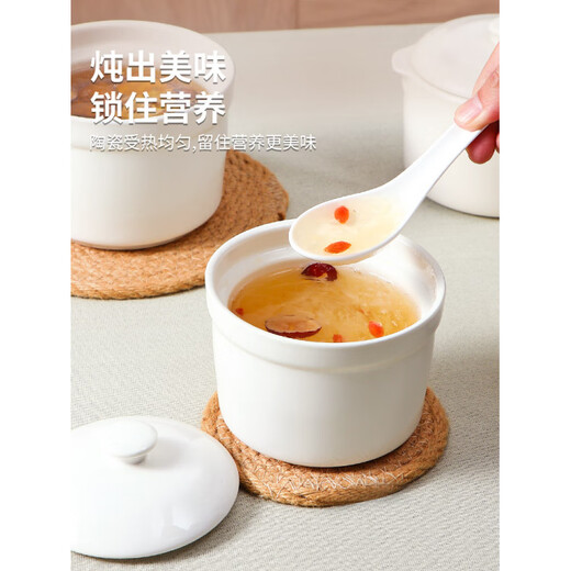 CLCEY Shaxian ceramic stew pot water-proof stew pot home simmering soup steamed egg bowl special one-portion food-grade pot thickened stew pot 2 large 550ml