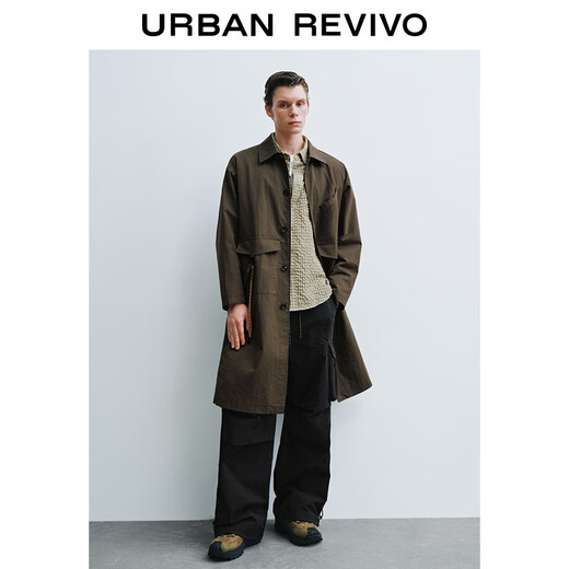 UR2025 new autumn men's amber streamer style contrasting color knotted super loose windbreaker UML150069 coffee brown M (M-L)