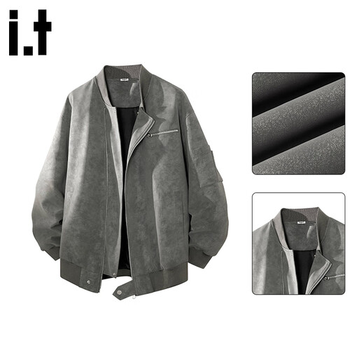 CHOCOOLATEit American flying motorcycle leather jacket men's winter new high street fashion brand washed jacket jacket cement gray 2XL