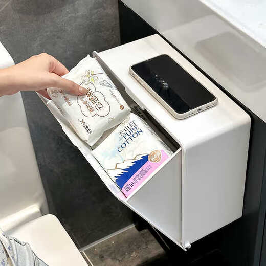 Shantou Lincun bathroom towel storage box bathroom storage rack without punching wall wall-mounted toilet tissue storage rack heart-shaped window | wall-mounted box | milky white