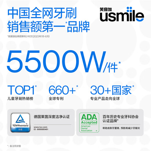 Usmile Smile Plus Electric Toothbrush Head Cares Children's Teeth Mini Cushioning Cleaning Toothbrush Head-2 Pack