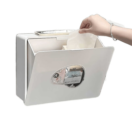 Shantou Lincun bathroom towel storage box bathroom storage rack without punching wall wall-mounted toilet tissue storage rack heart-shaped window | wall-mounted box | milky white