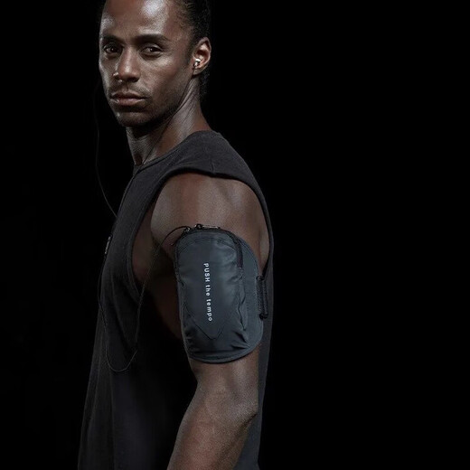 RU FENG Nufeng running mobile phone carrying artifact sports arm bag for mobile phone ultra-thin new outdoor wrist bag for men reflective black suitable for mobile phones within 6.5 inches