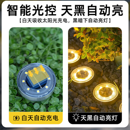 Solar outdoor lights, courtyard underground lights, plant fill lights, garden decorative lights, ambient lights, aisle landscape lights, solar small floor lights, warm light style, 1 pack, free ground plug