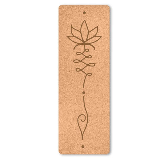 Portable cork tpe yoga mat, posture line, Pilates dance fitness mat, yoga studio lettering and logo, lotus style 2, 183*61*0.5cm