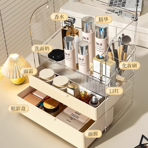 Miling cosmetics storage box dust-proof large-capacity desktop dressing table lipstick skin care products acrylic storage rack A transparent transparent dust-proof three-layer lipstick box