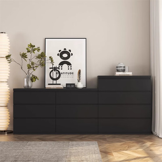 Shantoulin Village Massive Holzkiste des Schranks Nordic Style Schlafzimmer Wohnzimmer Schubladen TV -Schrank Amerikanische schwarze Kabinettskiste Ten Dou 1583*40*1216 HEIGHT HAUG
