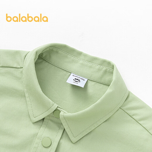 Balabala children's clothing children's long-sleeved shirt boys spring loose lapel shirt front chest pocket top pink green 40339 90