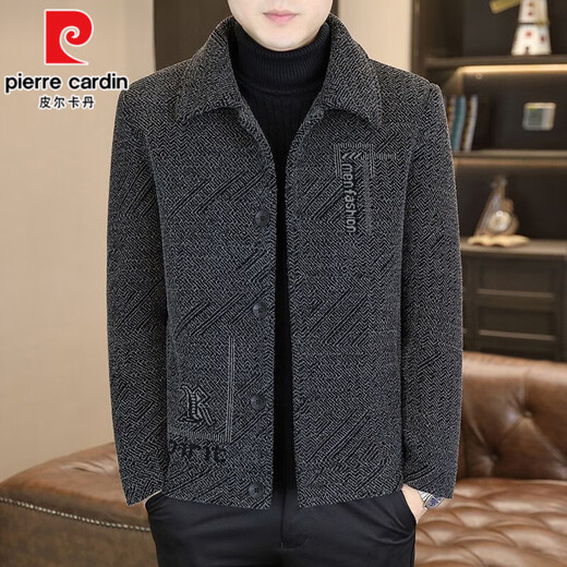 Pierre Cardin autumn and winter velvet thickening 2025 new men's coat casual woolen short coat high-end jacket 2529 light gray (poly velvet warm) L (105-120Jin Jin equals 0.5 kg)