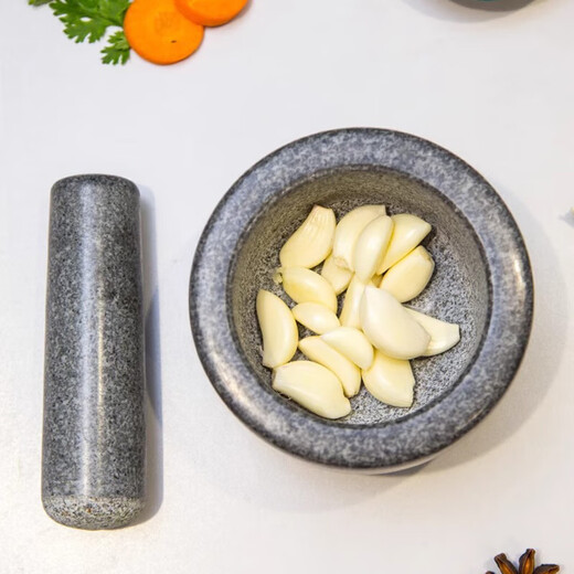 Miling natural stone garlic pounder stone mortar Chinese medicine grinder bluestone garlic press garlic mortar household granite garlic paste A default