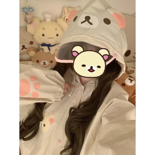 Sanqihu Full Price Reservation Rilakkuma Raincoat Bear Girl Cute and Versatile Rainproof Waterproof and Sunscreen Function Transparent Color L 0 Pieces