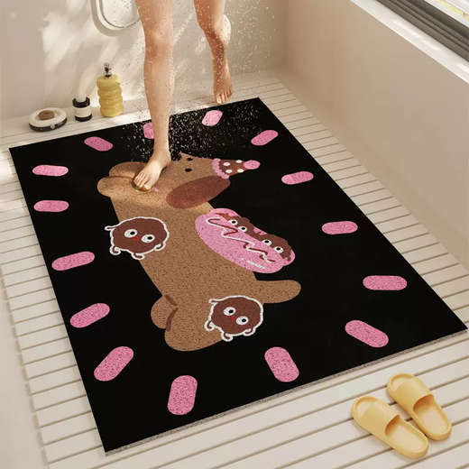 Yusenyi Bathroom Anti-slip Mat Children's Anti-fall Floor Mat Bath Special Silk Ring Foot Mat Free Cut Shower Room Hollow Bathroom Silk Ring Coco Wang Square 90x120cm Hollow Design No Water Accumulation