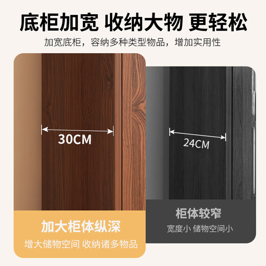 Zhong Zhangguo wine cabinet living room wall-mounted integrated cabinet home meal preparation cabinet solid wood color tea cabinet entrance display cabinet partition cabinet 8 doors 2 grids thickened and stable walnut color 120x30x174c