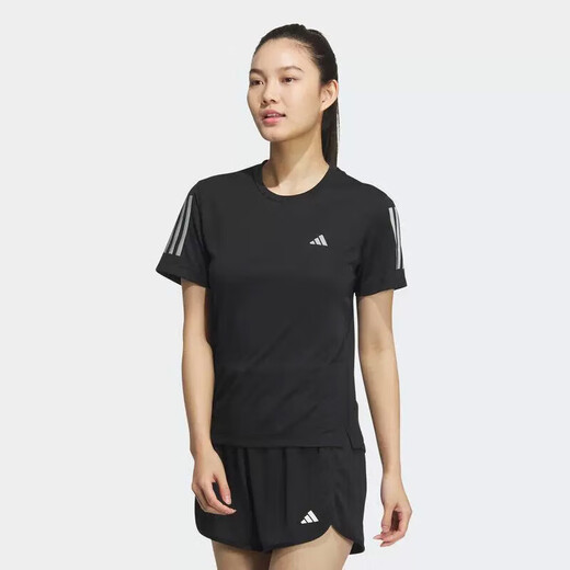Adidas short-sleeved women's summer sports running training fitness breathable fast drying comfortable and fashionable casual round neck T-shirt JF1477 M